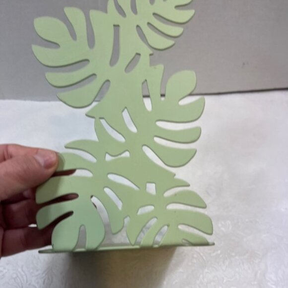 Light Green Metal Leaf Designed Book End Nature 8"x4.75" - Picture 5 of 8